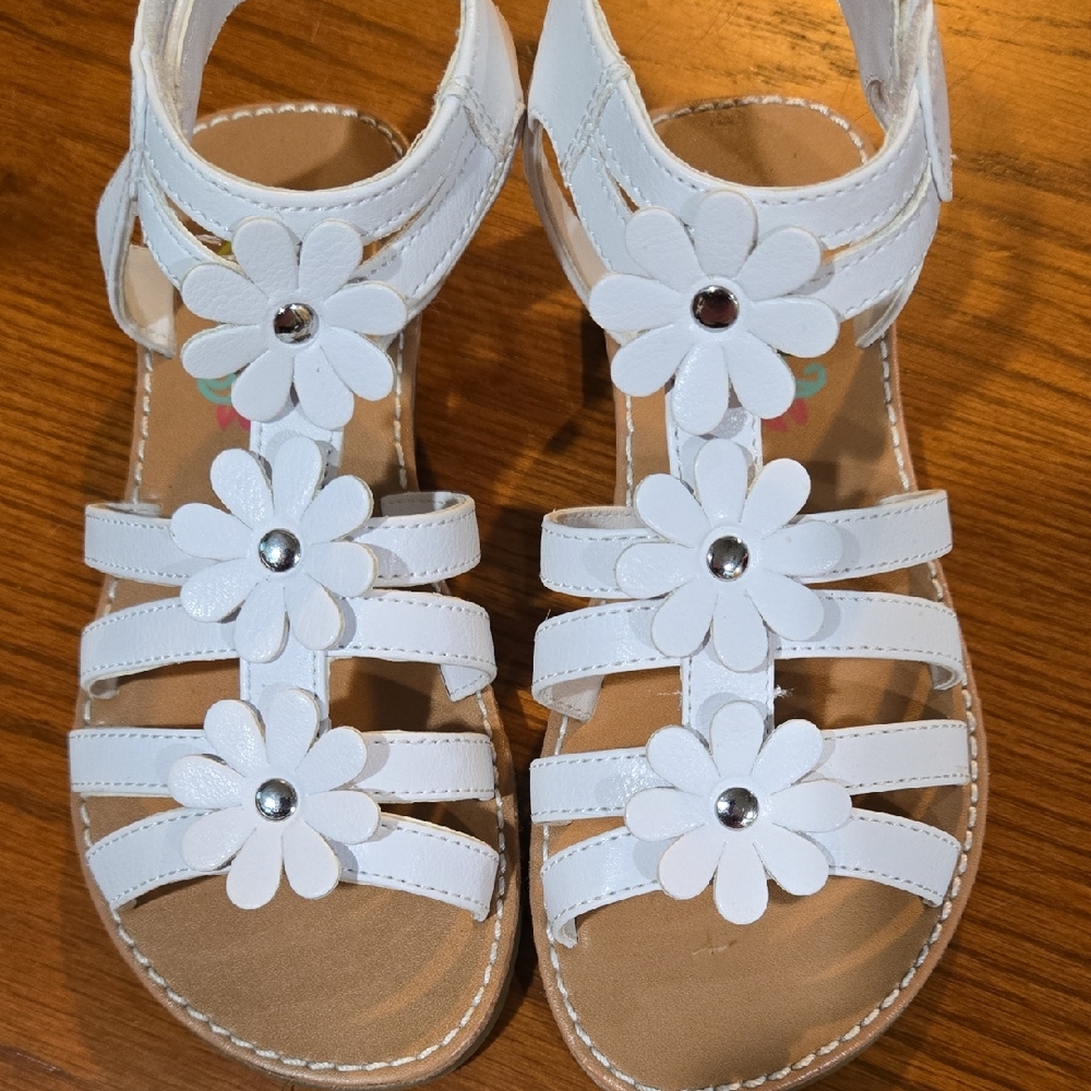 Rachel Shoes White Floral Kids Sandals